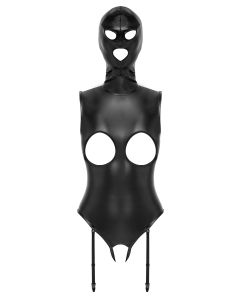Bad Kitty – Open Cup Body met Hoofdkap – Zwart