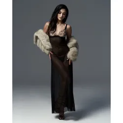 Obsessive - Exquisite Vila Blanes Lange Chemise - Zwart