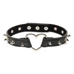 XR Brands - Spiked Heart Choker - Zwart