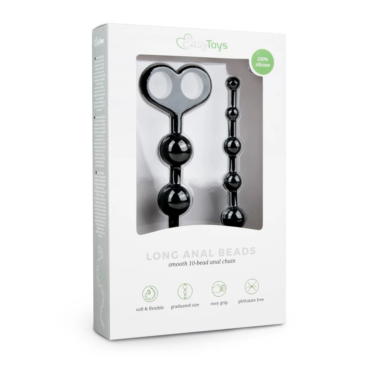 Anaal kralen lang zwart, flexibele anaalketting van Easytoys Anal Collection