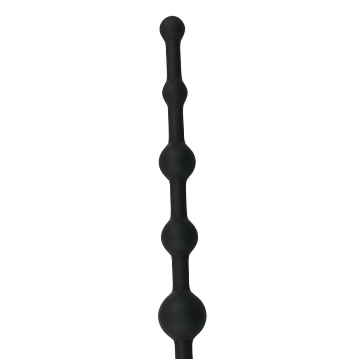 Zwarte anaal beads met trekkoord, 335 mm lang en maximale diameter 25 mm