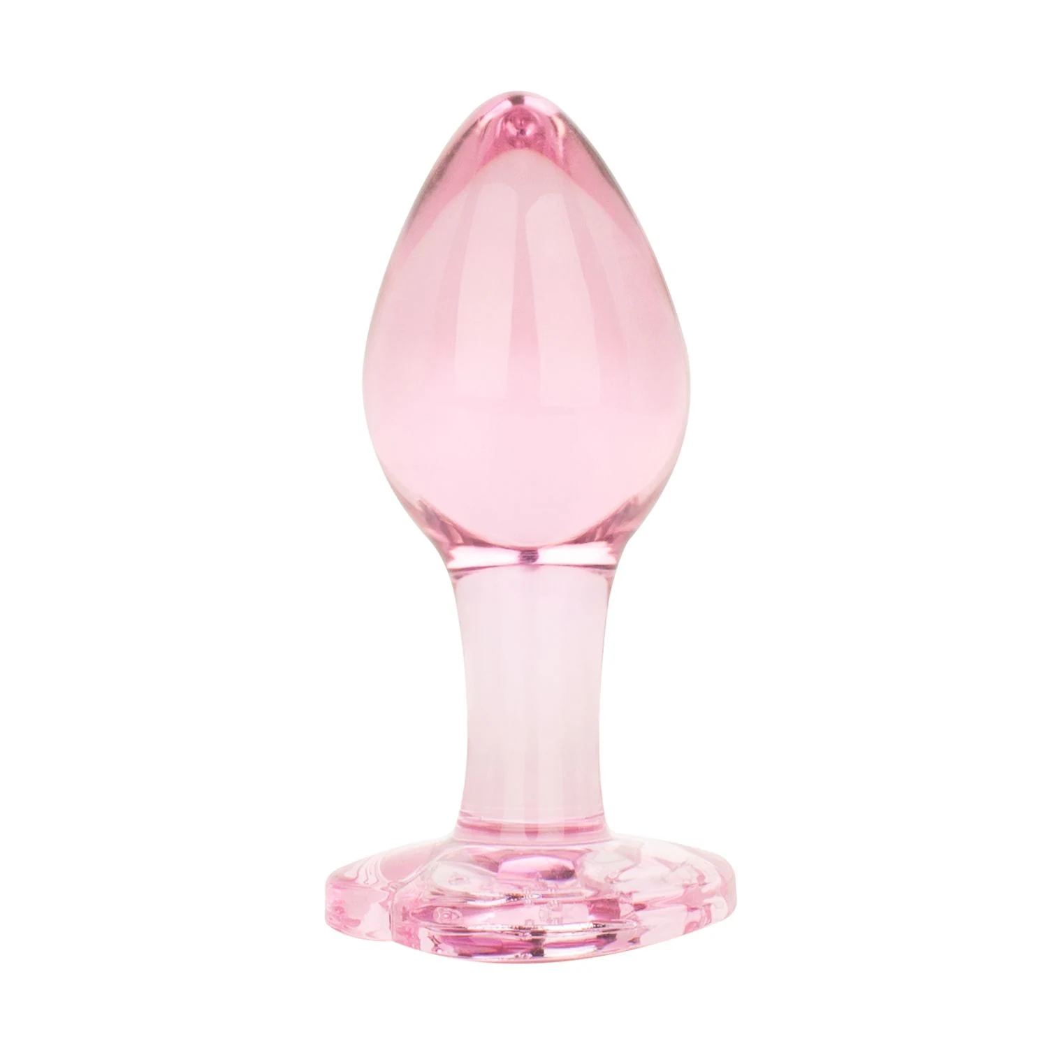 Hygiënische glazen buttplug roze met invoerdiepte 72 mm