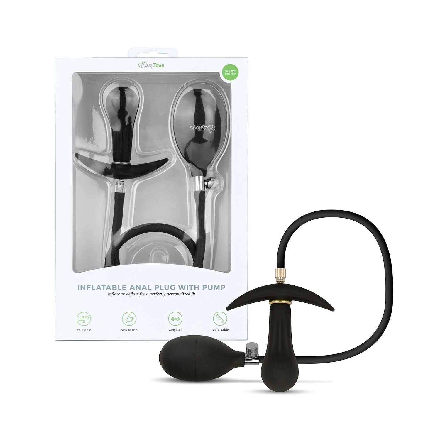 Waterproof opblaasbare buttplug met pomp voor anale stimulatie