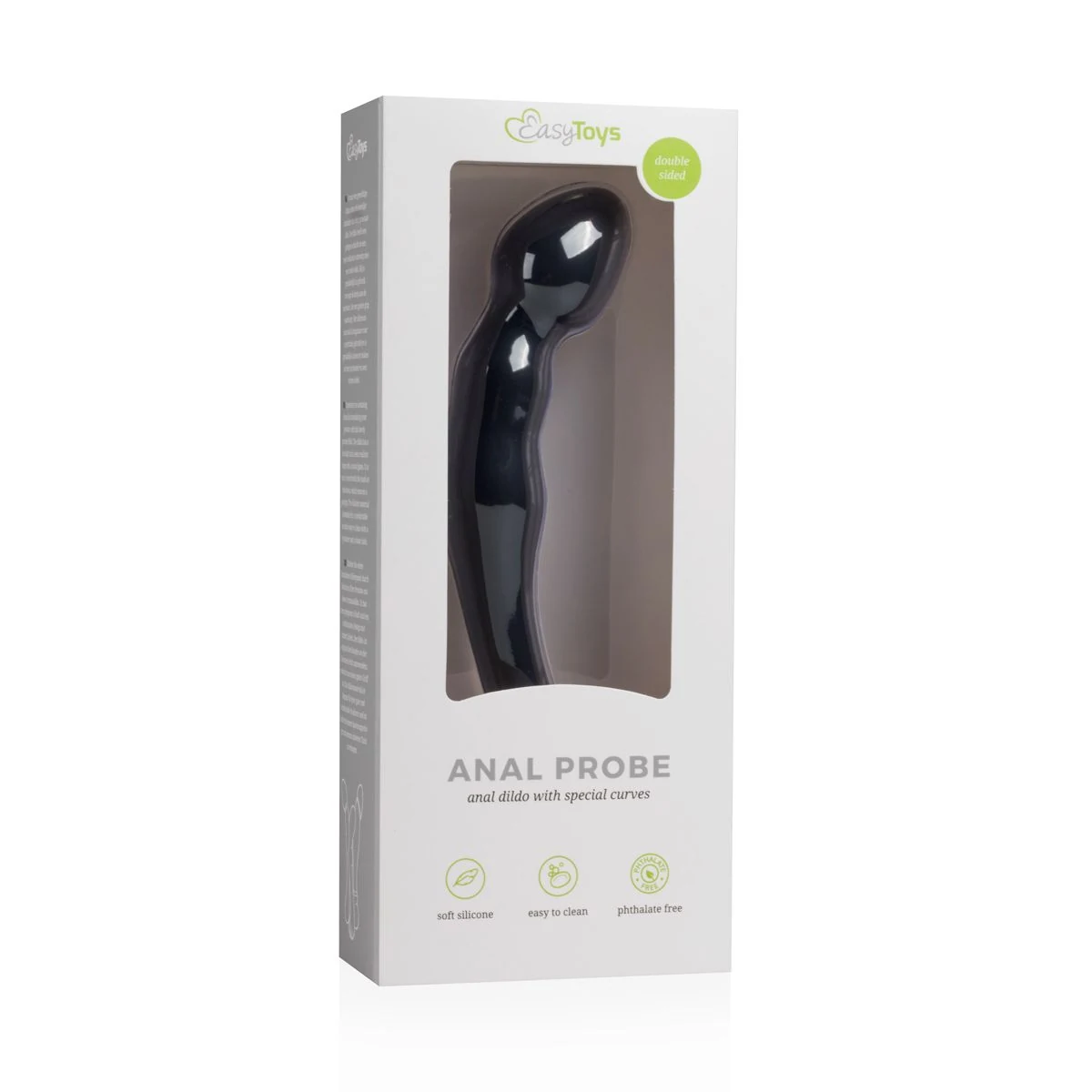 Unisex prostaat dildo zwart, 200 mm lang en geschikt voor waterbasis glijmiddel