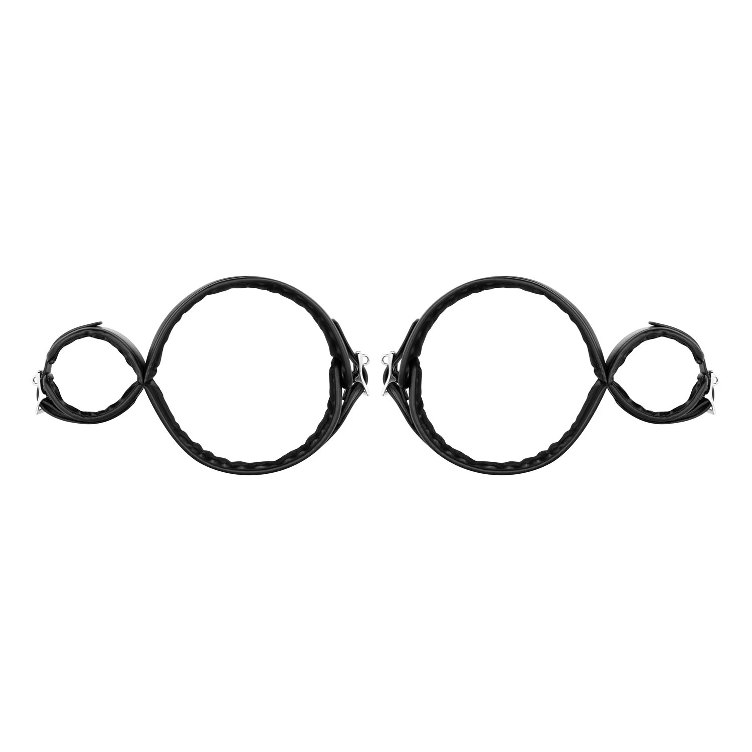 Unisex dij- en pols bondage zwart van kunstleer, spons en ijzer