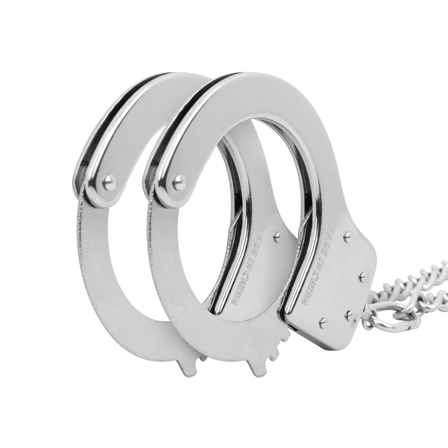 Stevige metalen handboeien met robuust design in zilver