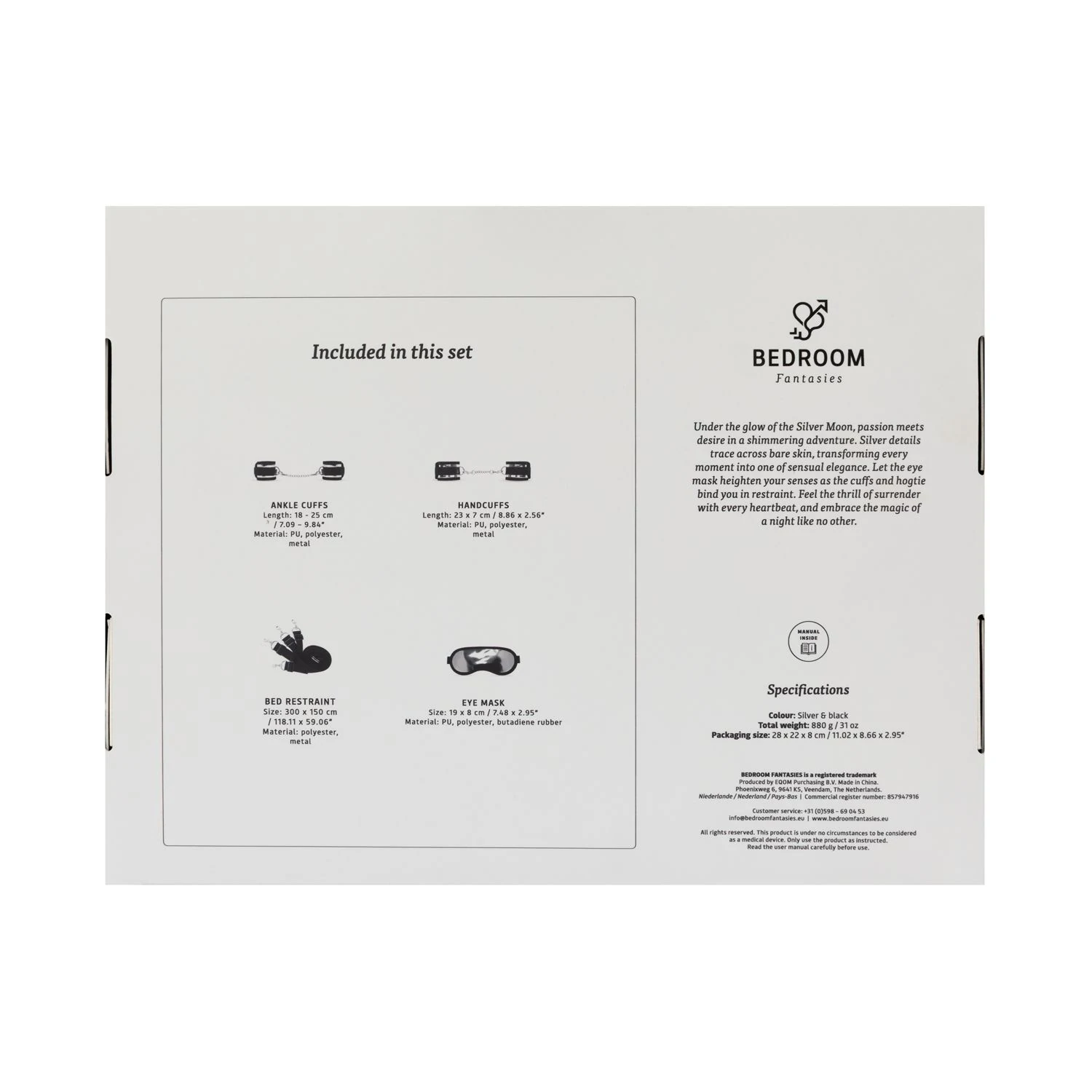 Bedroom Fantasies Silver Moon 4-delige set voor lichte beperking