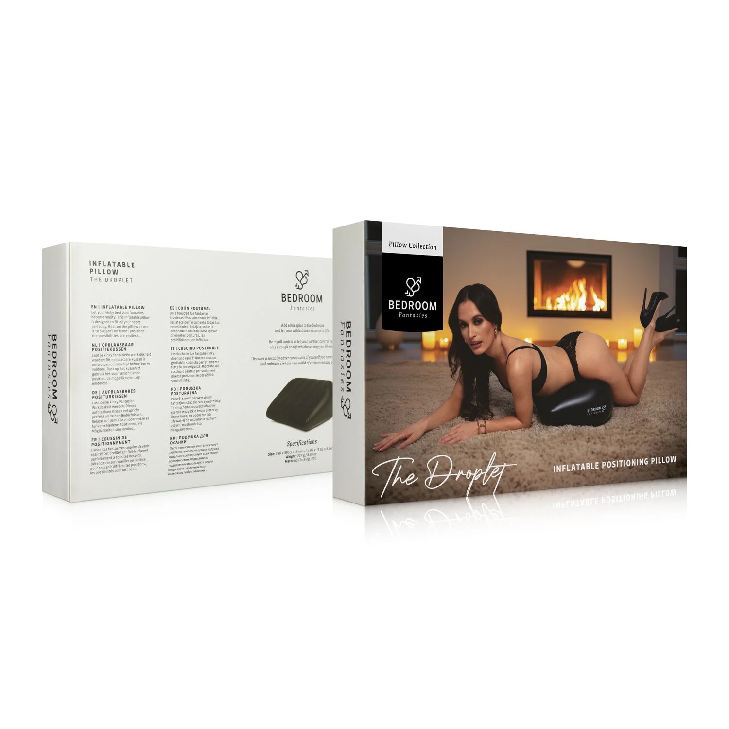 The Droplet opblaasbaar kussen zwart voor thuisgebruik of reizen