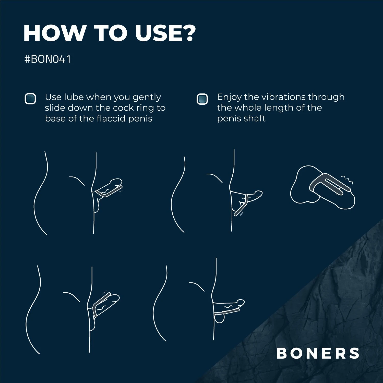 Blauwe Boners cockring met ball stimulator en pushbutton bediening