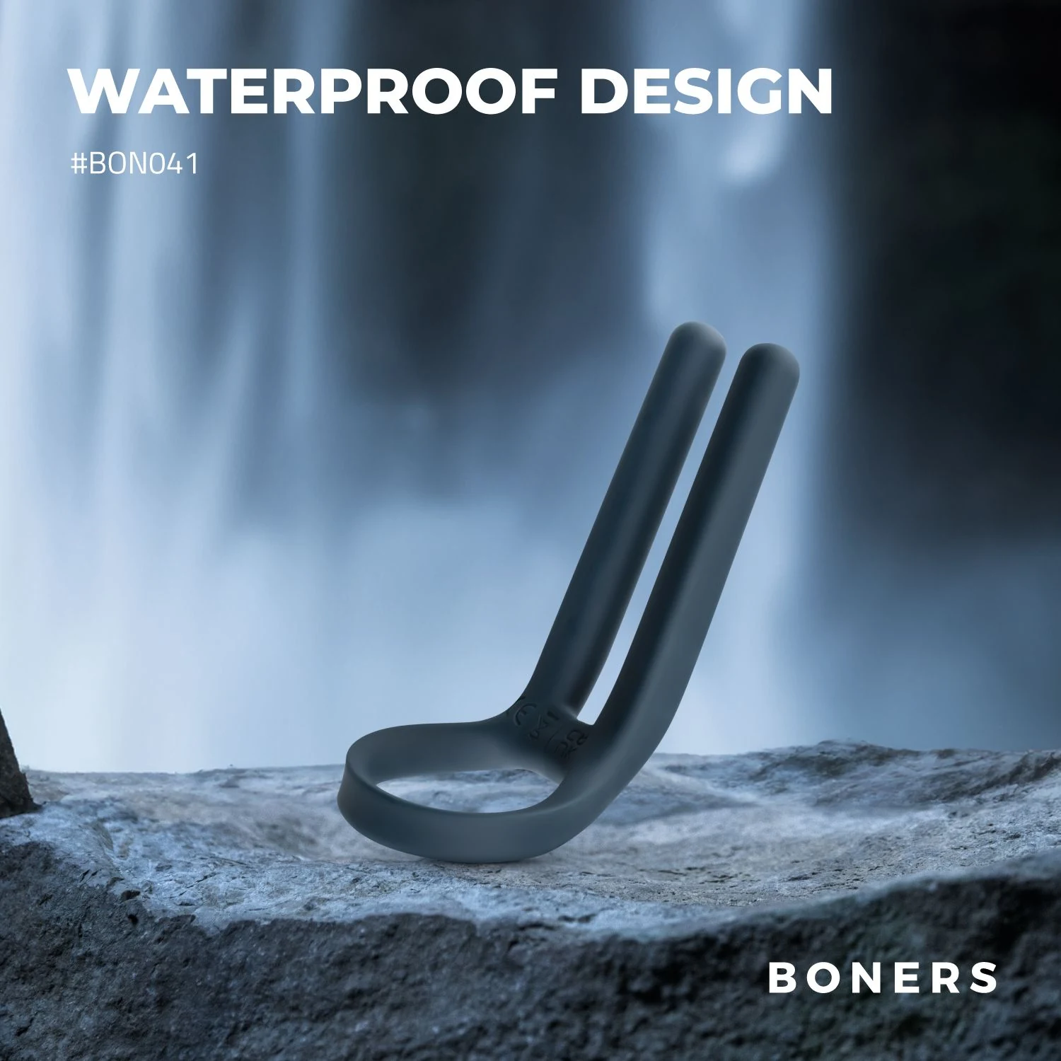Boners cockring blauw van siliconen en ABS, geschikt voor waterbasis glijmiddel