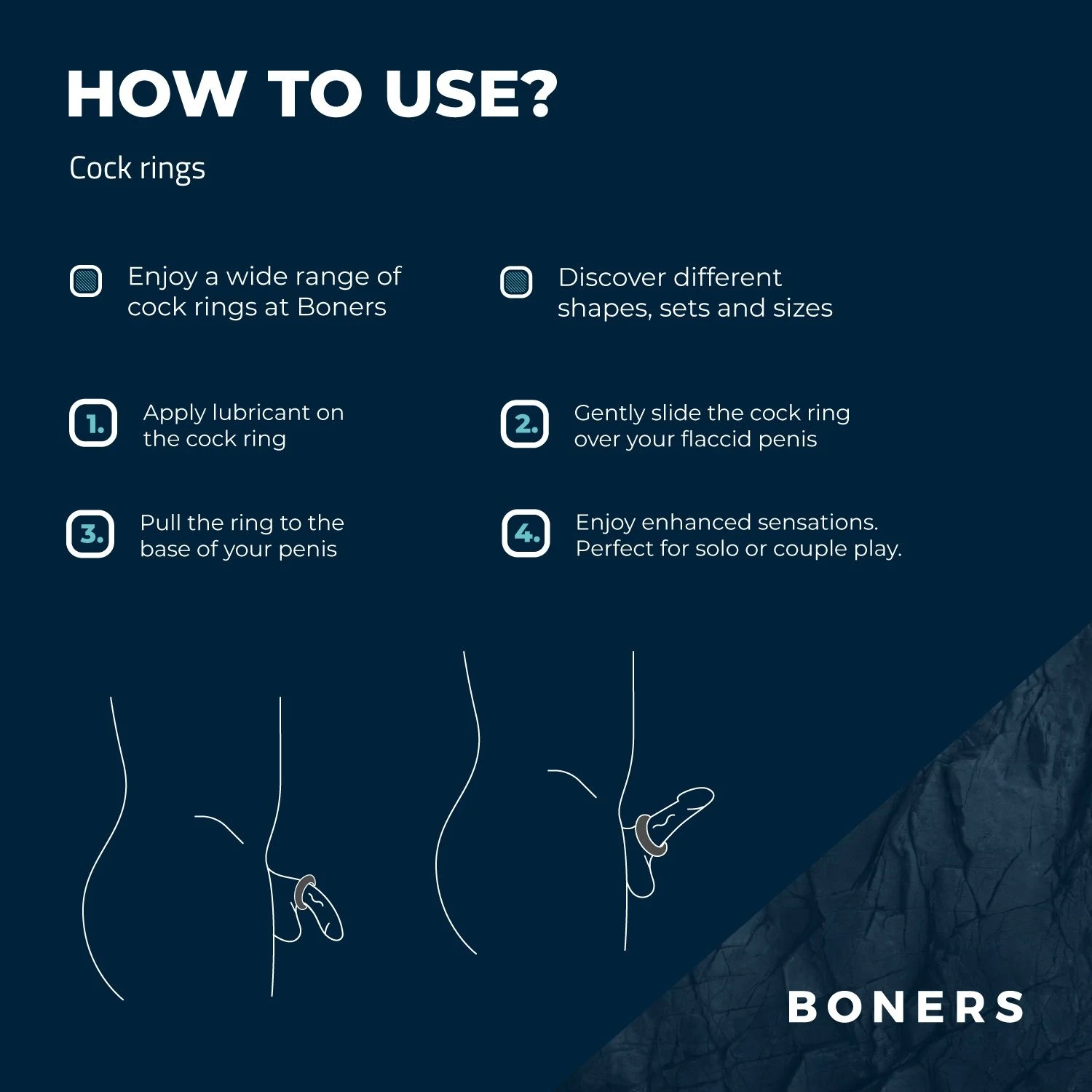 Boners Cockring Set 3-delig met zachte rekbare ringen