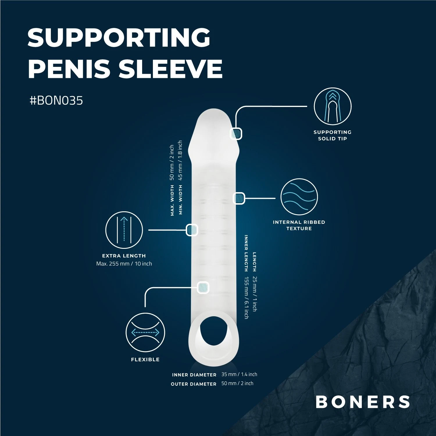 Boners penis sleeve verlengend en verdikkend