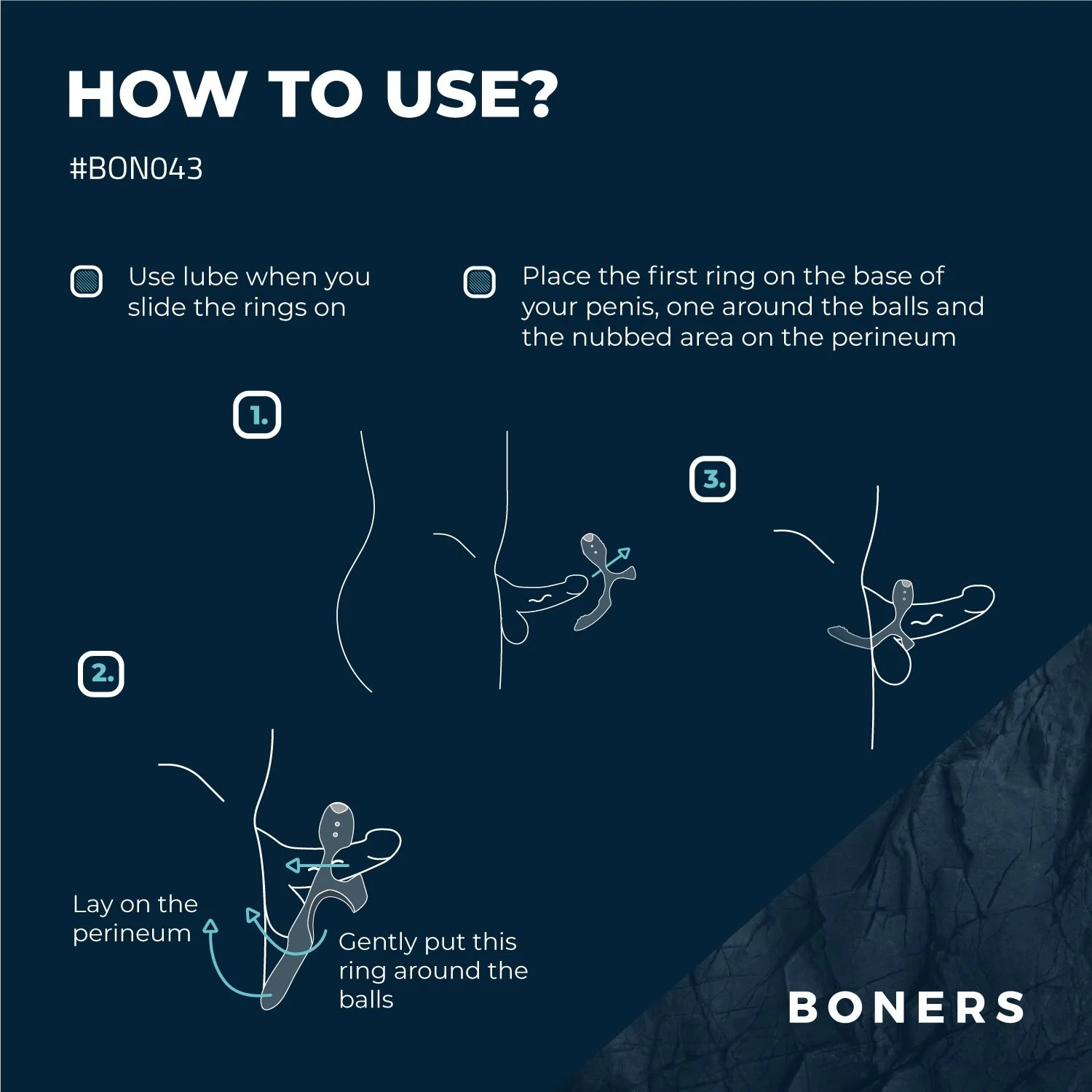 Boners Triple Cockring met 10 vibraties en patronen