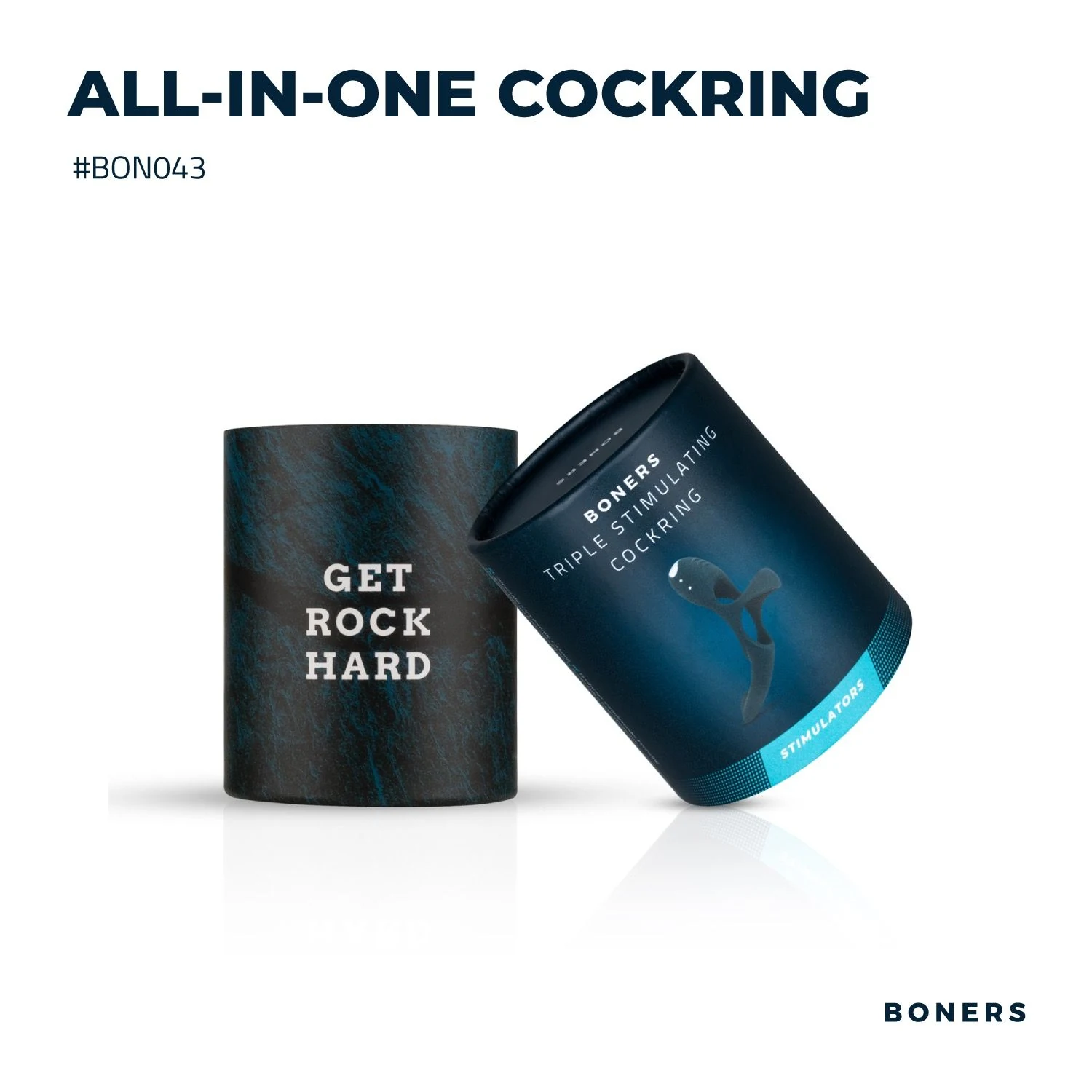 Blauwe Boners Triple Cockring voor penis en scrotum