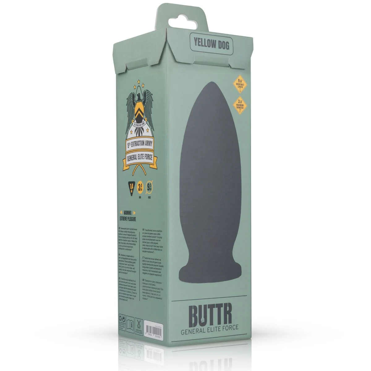 Grote BUTTR Yellow Dog Butt Plug voor anale penetratie, unisex