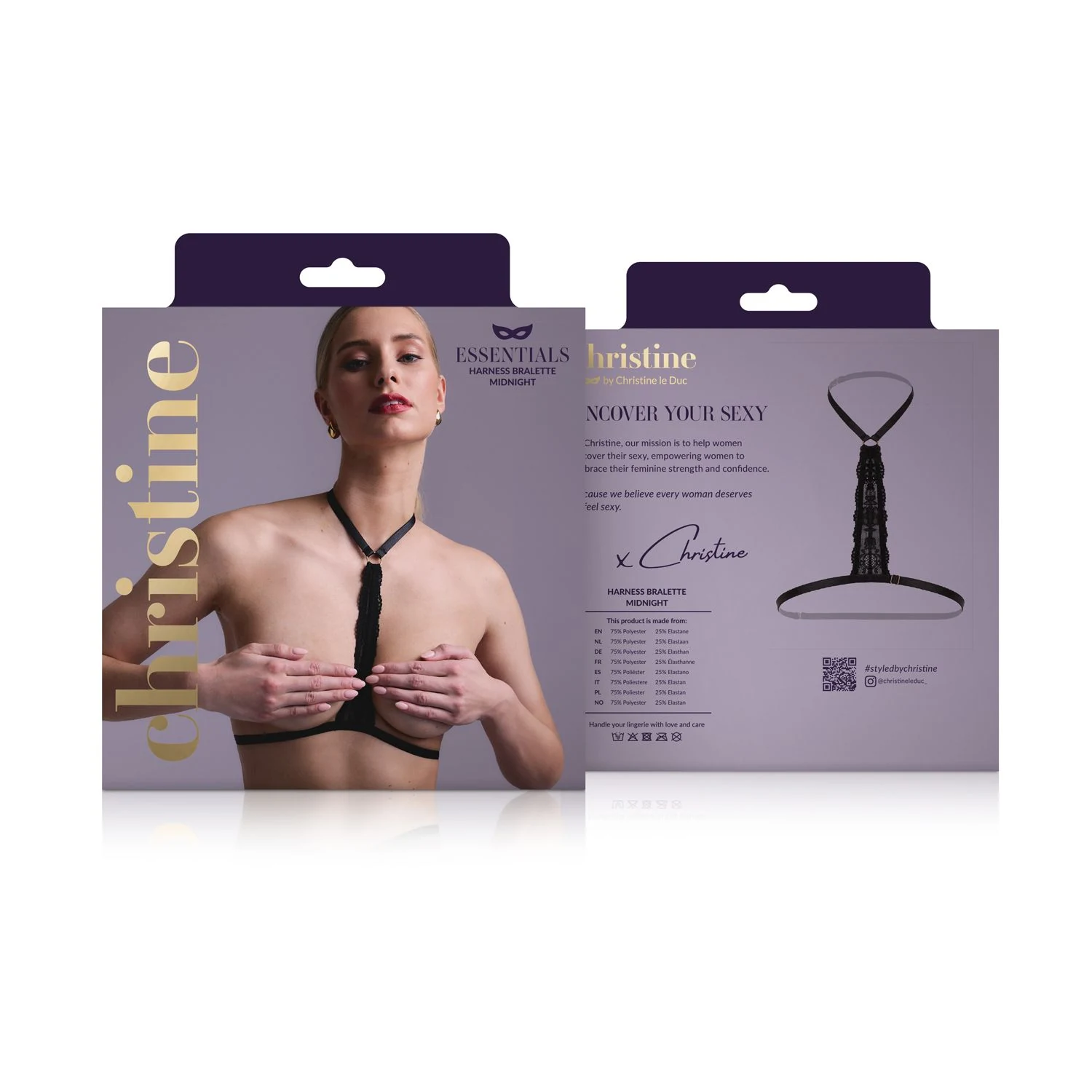 Christine harness bralette zwart One Size met nauwsluitende pasvorm