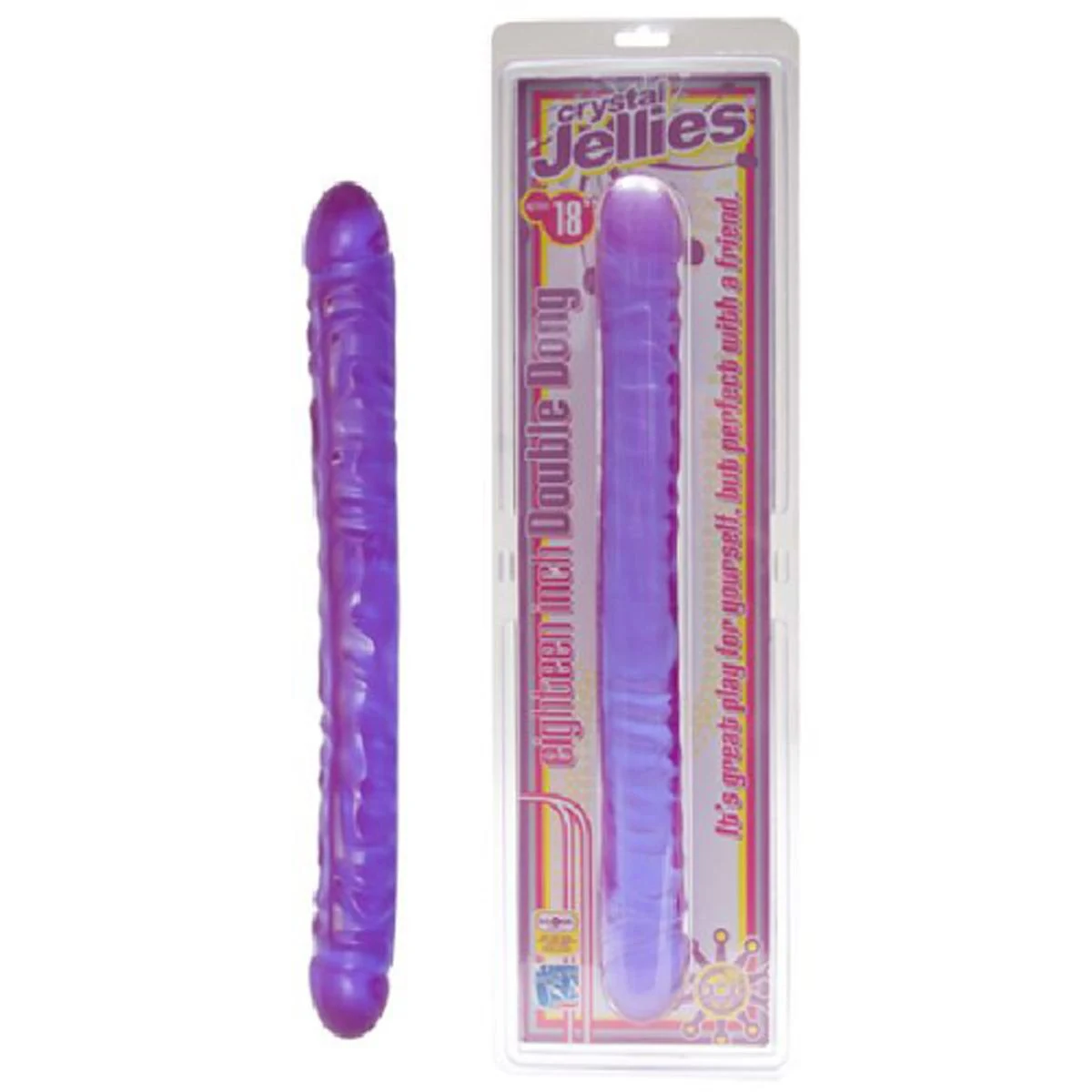 Paarse Crystal Jellies Double Dong, buigzame dubbele dildo voor koppels