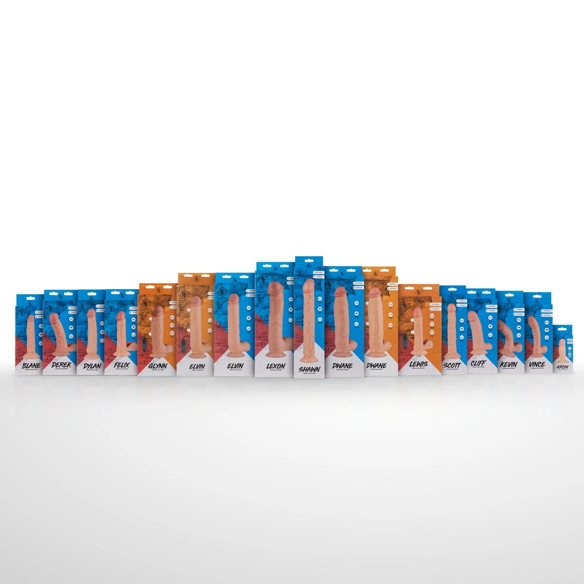 Realistische dildo 22 cm Derek met balzak, aders en sterke zuignap