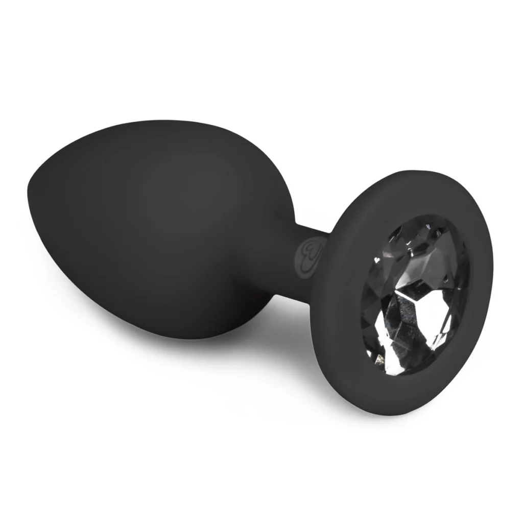 Diamond Plug Klein zwart van Easytoys Anal Collection, siliconen buttplug met siersteen