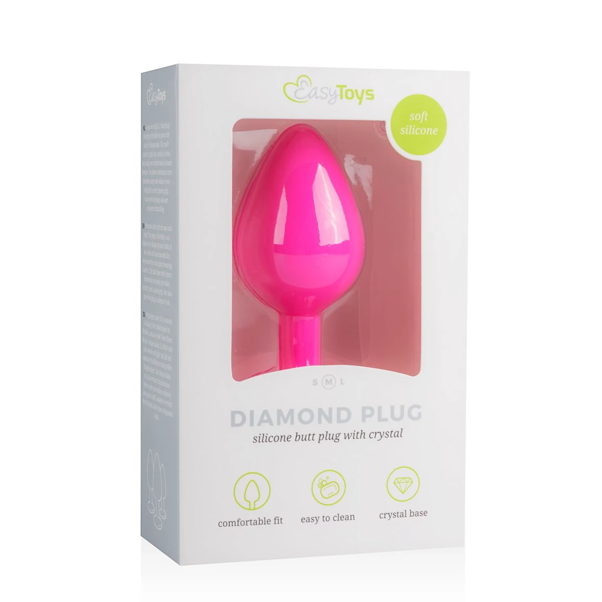 Easytoys Diamond Plug Medium Roze met invoerdiepte 75 mm en lengte 85 mm