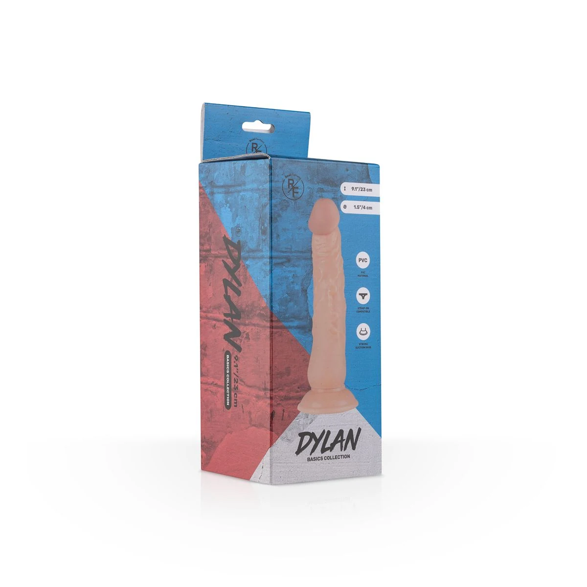 Unisex Dylan realistische dildo met zuignap, geschikt voor glijmiddel op waterbasis