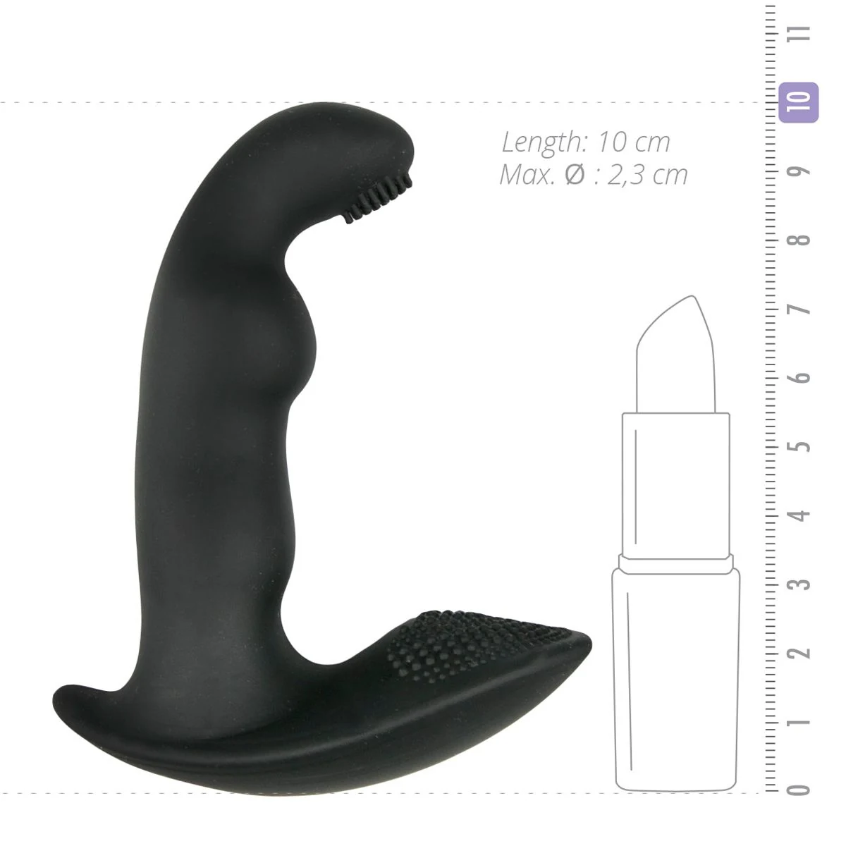 Geribbelde prostaat vibrator zwart met standaard vibratie
