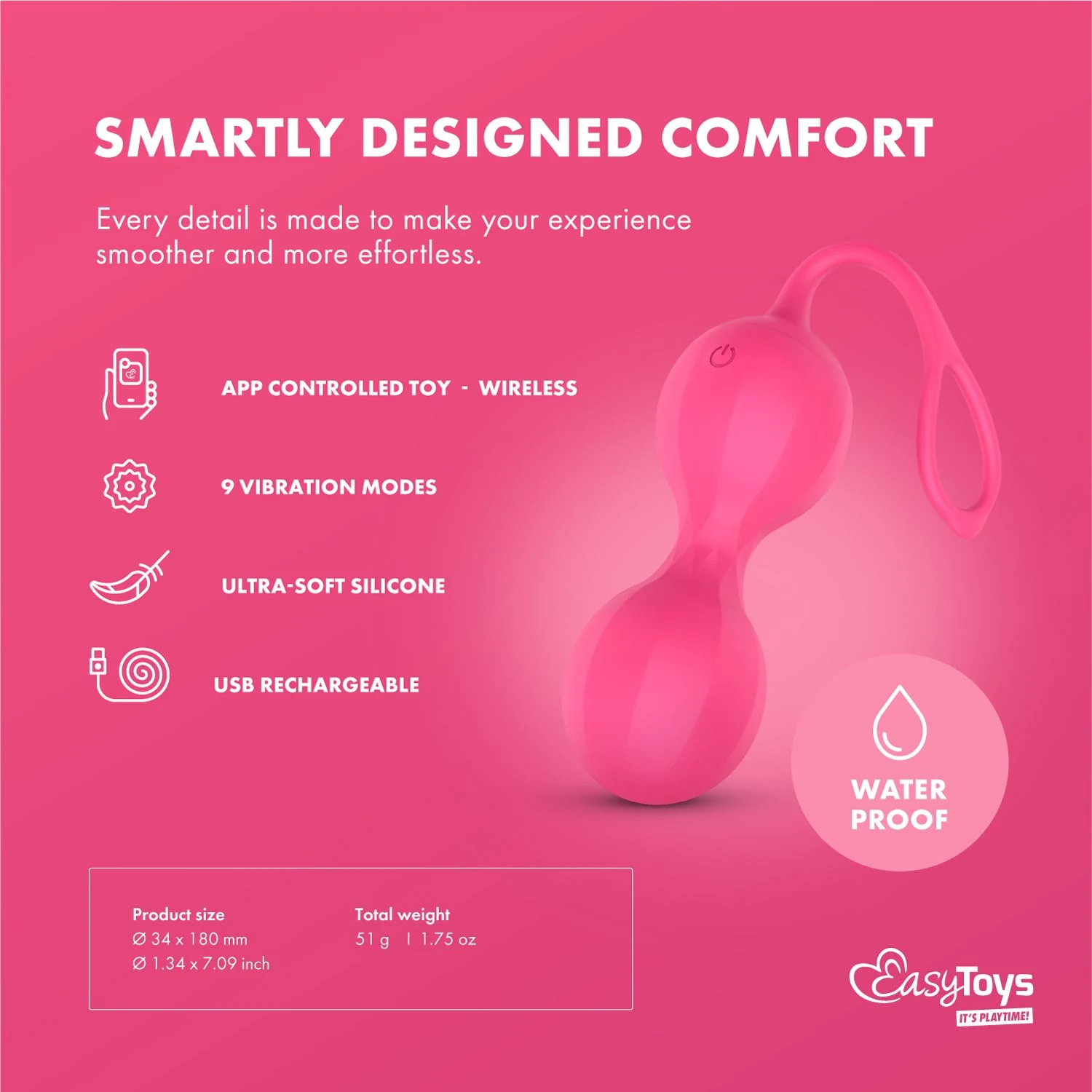 Roze EasyConnect Stella kegelballen met smartphone app bediening