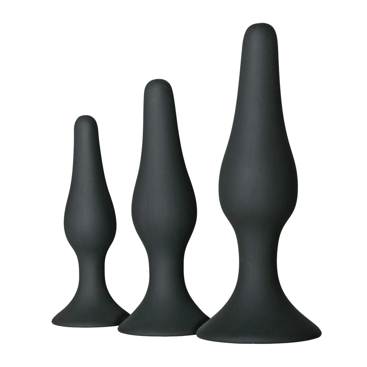 EasyToys anale training kit met 3 zwarte siliconen buttplugs voor beginners