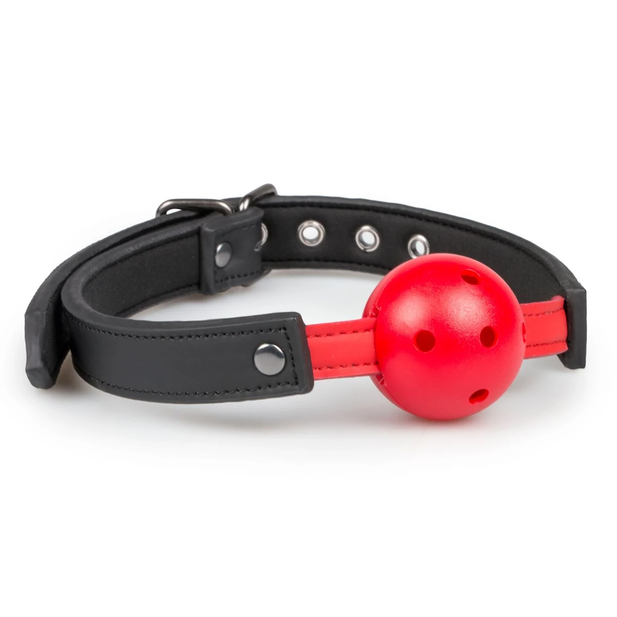 Unisex rode ball gag uit Easytoys Fetish Collection van PVC, kunstleer en metaal