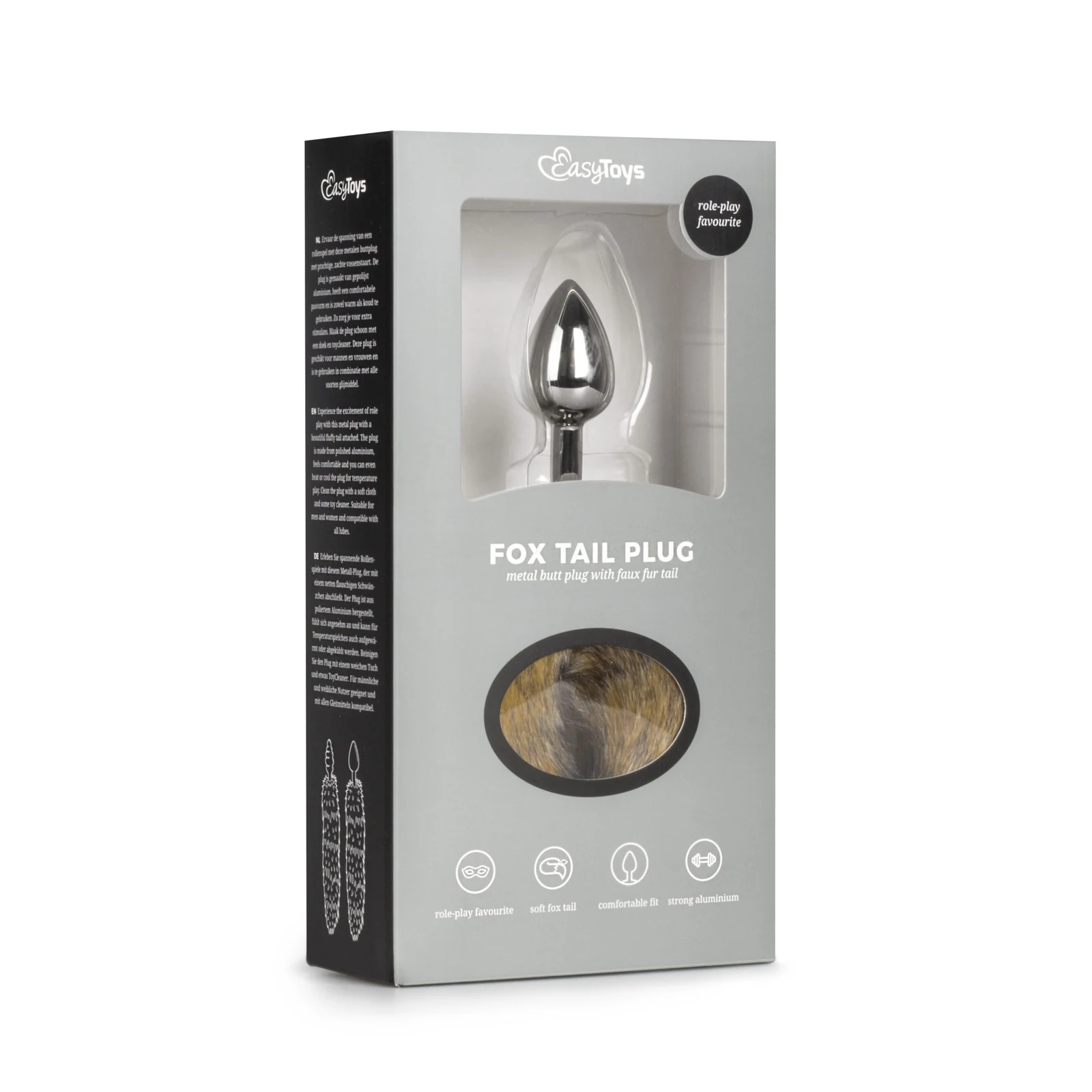 Unisex buttplug bruine vossenstaart voor anale stimulatie en rollenspel
