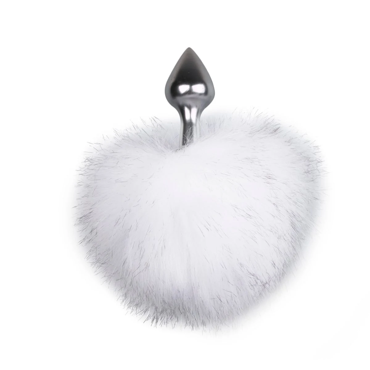 Easytoys Fetish buttplug met konijnenstaart, zilverkleurig met wit staartje