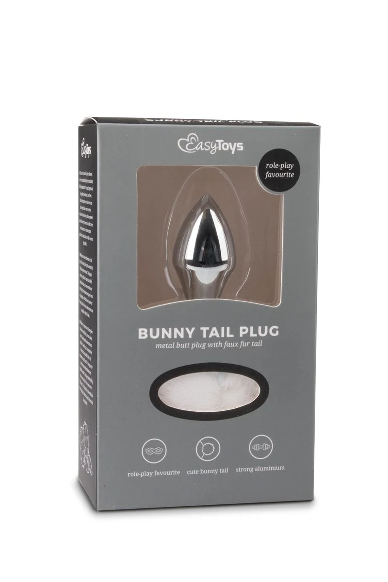 Buttplug met konijnenstaart van aluminium en kunsthaar, compact model