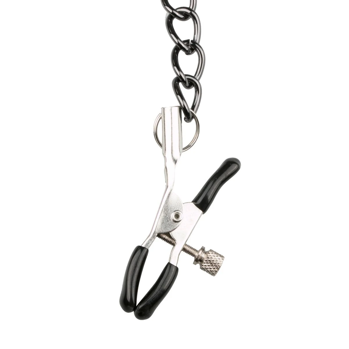 Easytoys Fetish halsband met riem en tepelklemmen van kunstleer