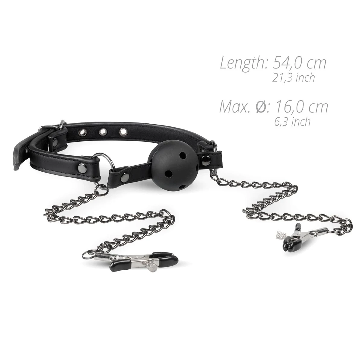 Unisex BDSM open ball gag met tepelklemmen van Easytoys Fetish