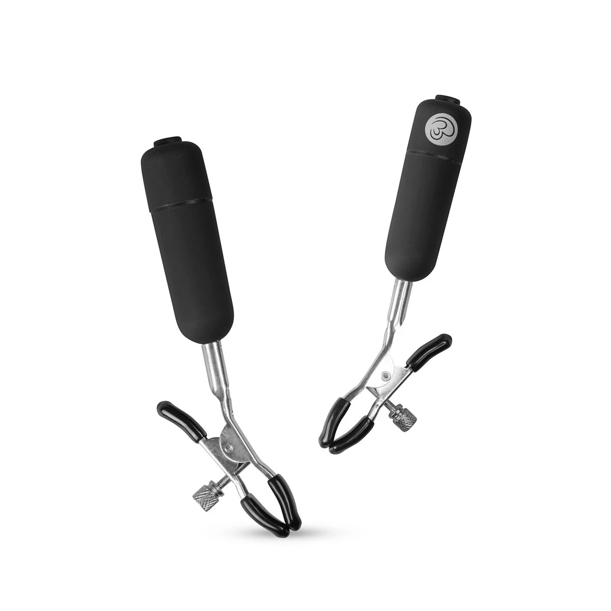 Zilveren tepelklemmen met bullet vibrator van Easytoys Fetish