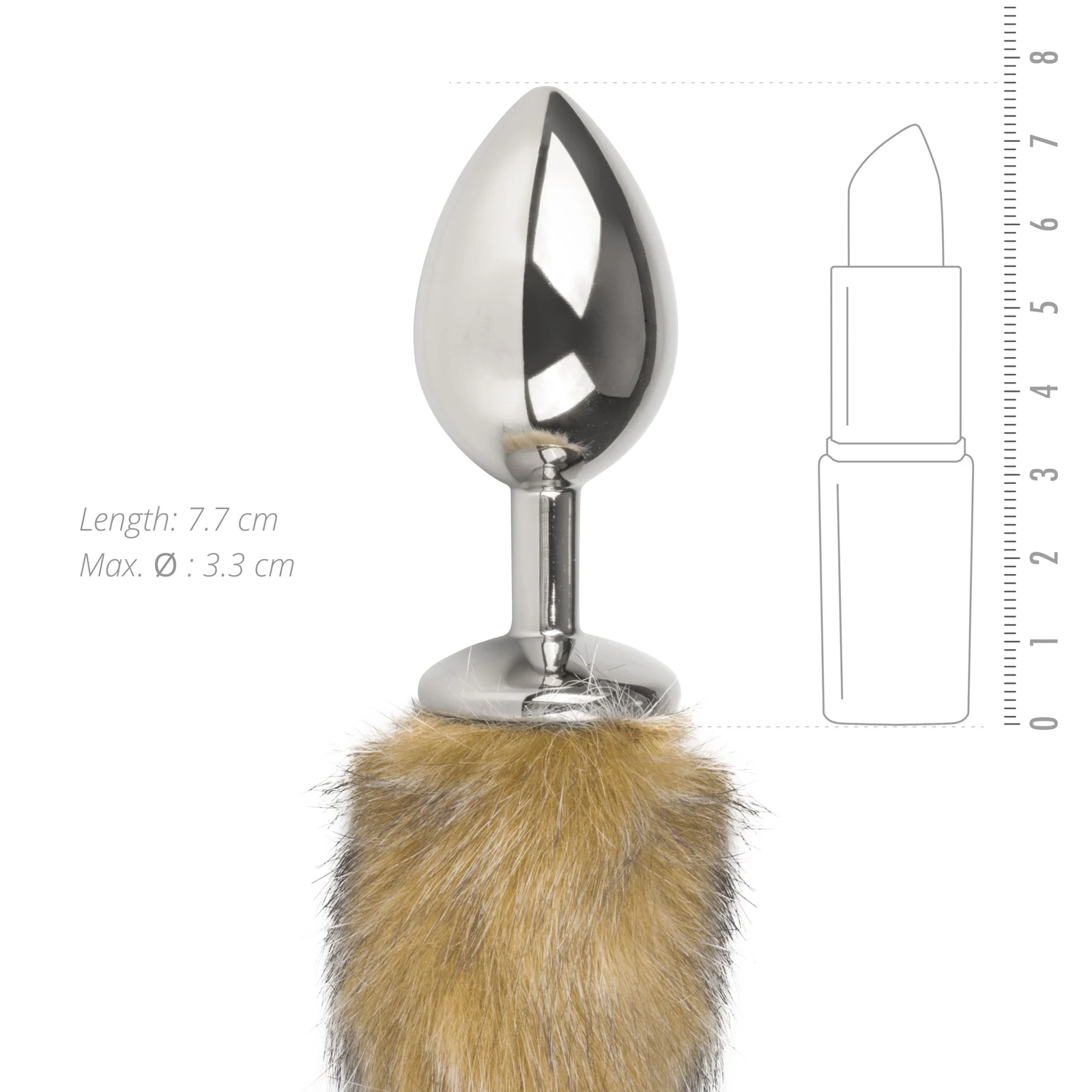 Medium vossenstaart buttplug met gestreepte staart voor rollenspel