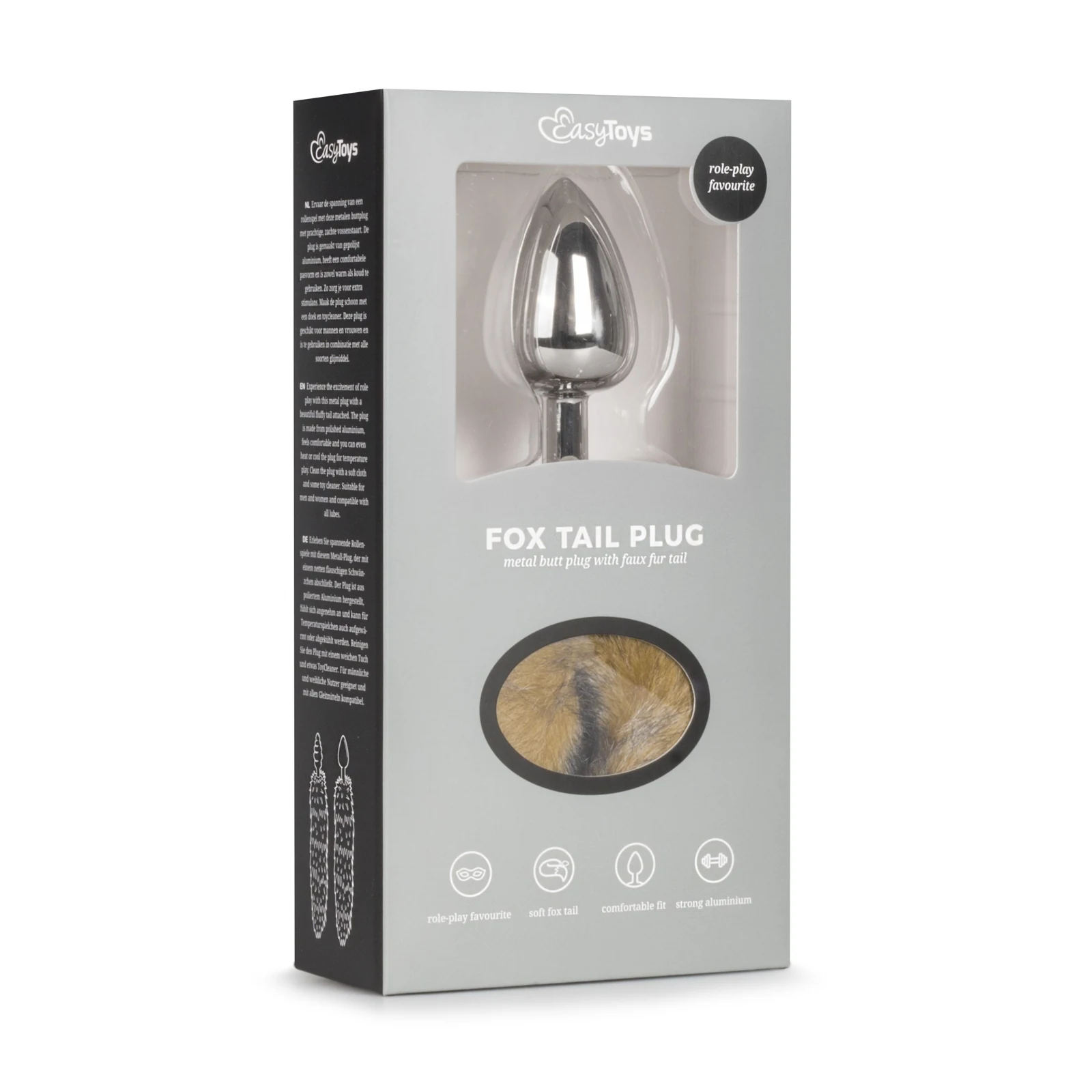 Unisex vossenstaart buttplug met invoerdiepte van 70 mm