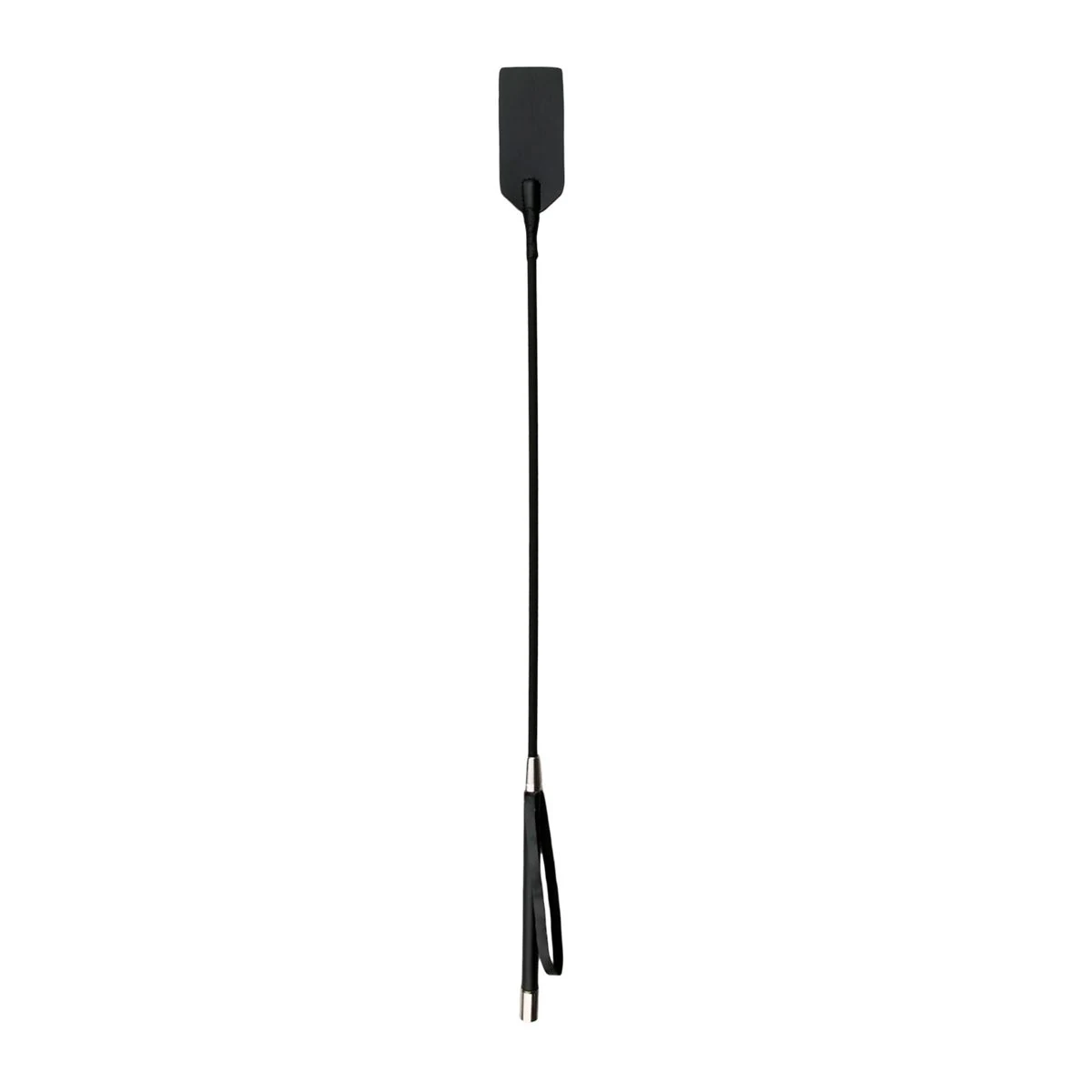 EasyToys Fetish Zweep Zwart met lange steel en leren koordjes