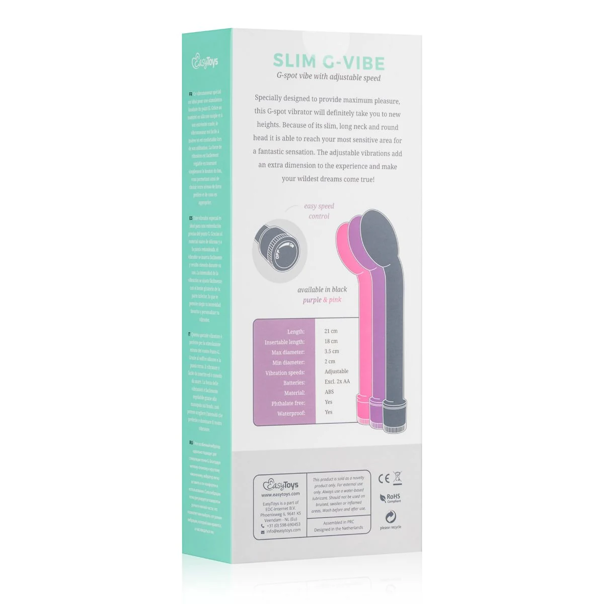 EasyToys G-spot vibrator paars met 180 mm invoerdiepte