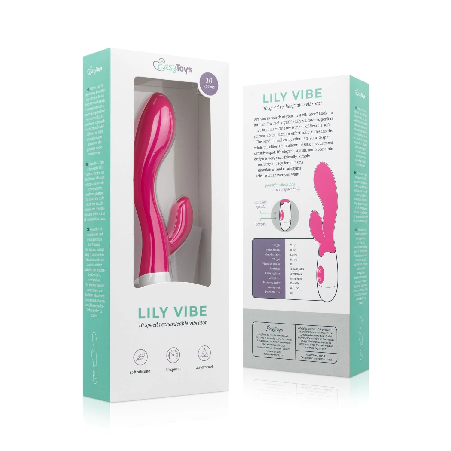 Easytoys Lily Vibrator 2.0 tarzan vibrator met 2 motoren en 10 vibratiestanden