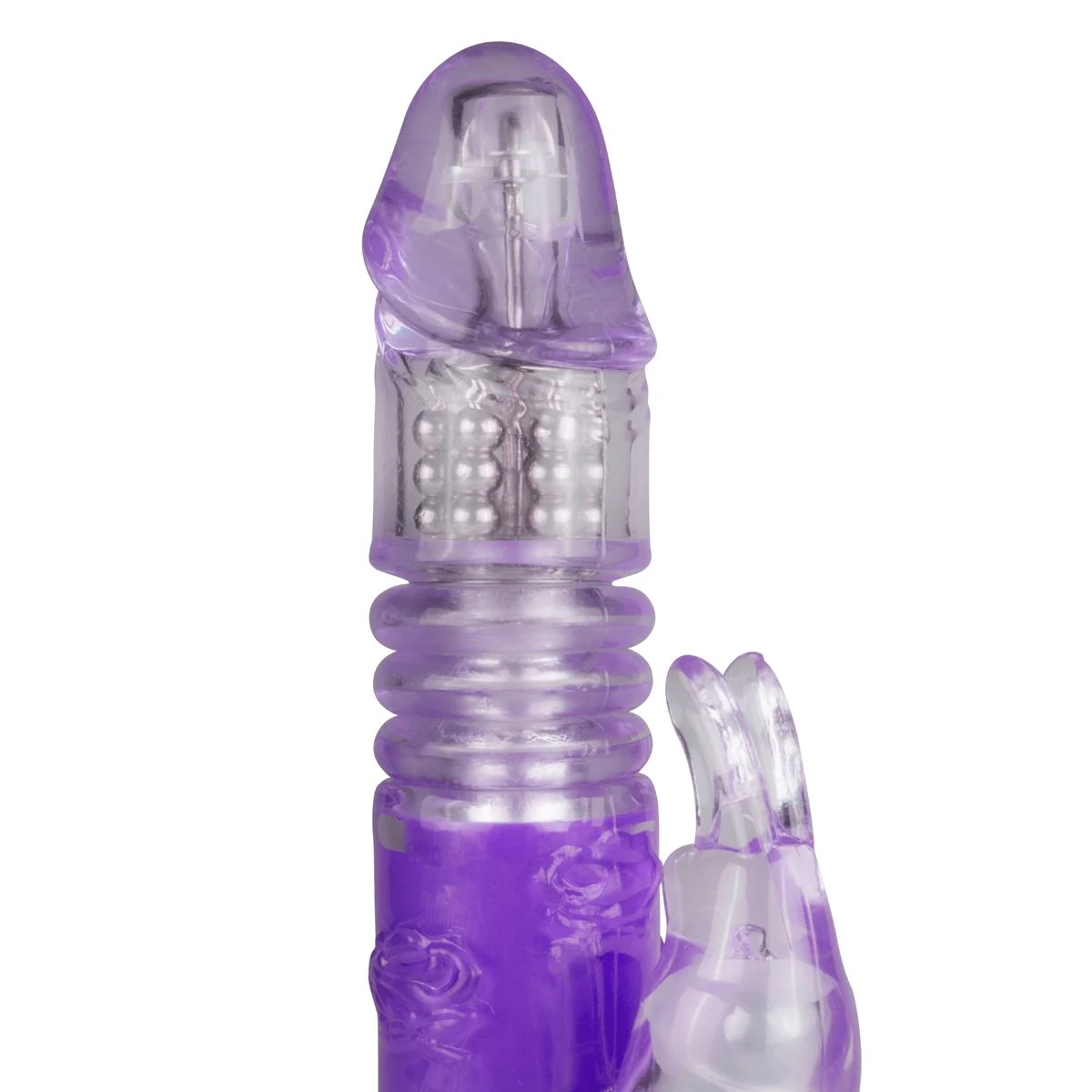 Paarse stotende rabbit vibrator van EasyToys Vibe Collection met geribbelde schacht
