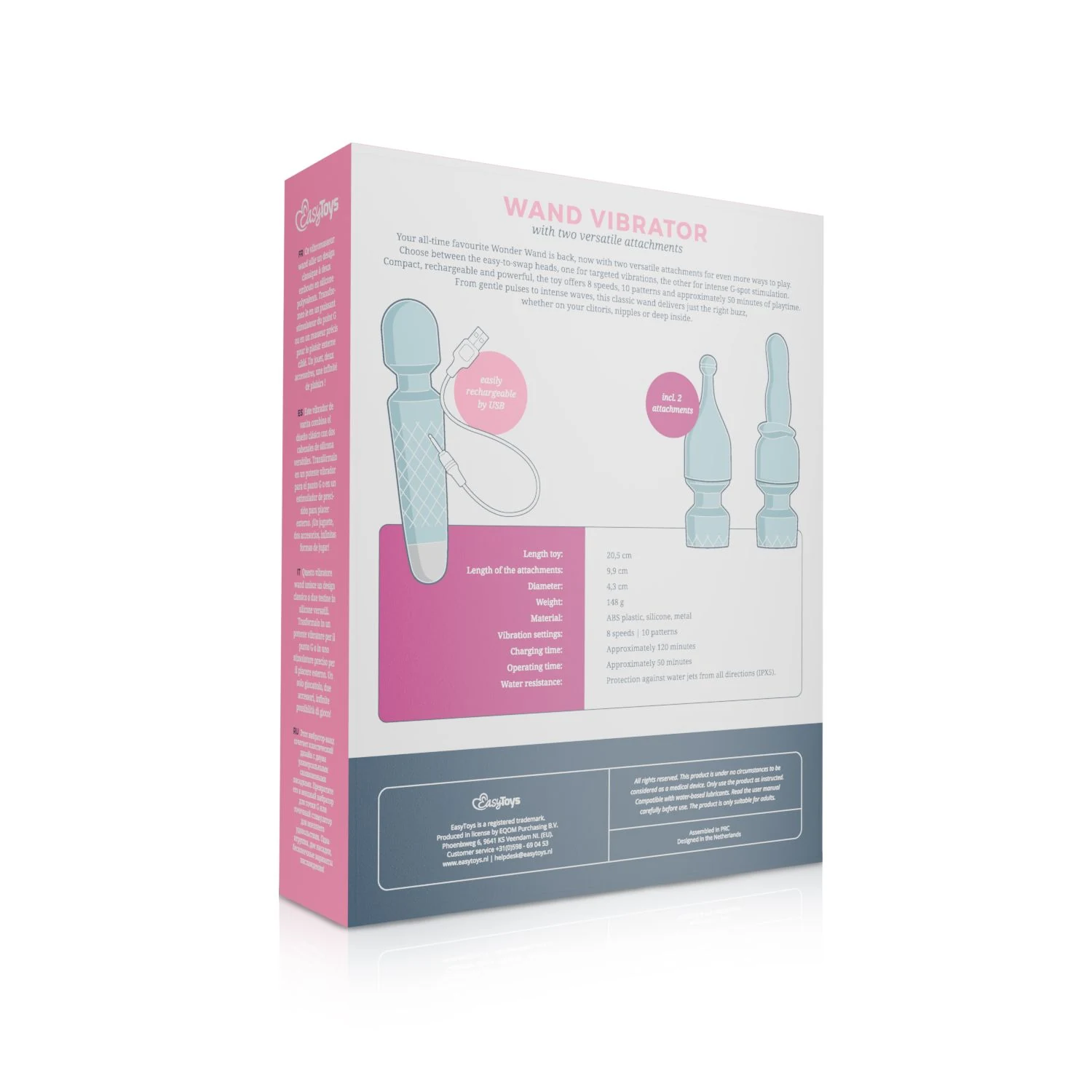 EasyToys Mini Wand Vibrator blauw met variërende trillingen