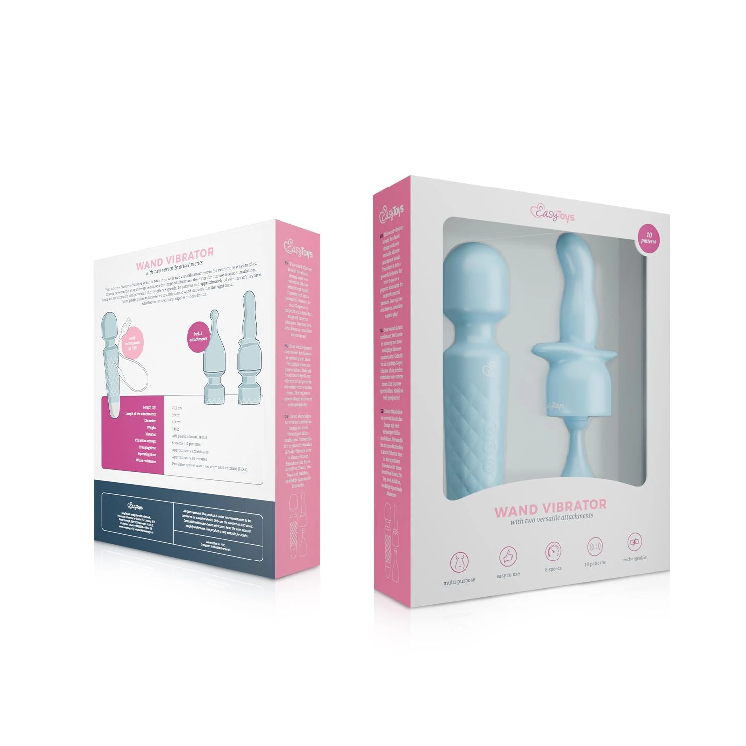 Compacte EasyToys Mini Wand Vibrator blauw