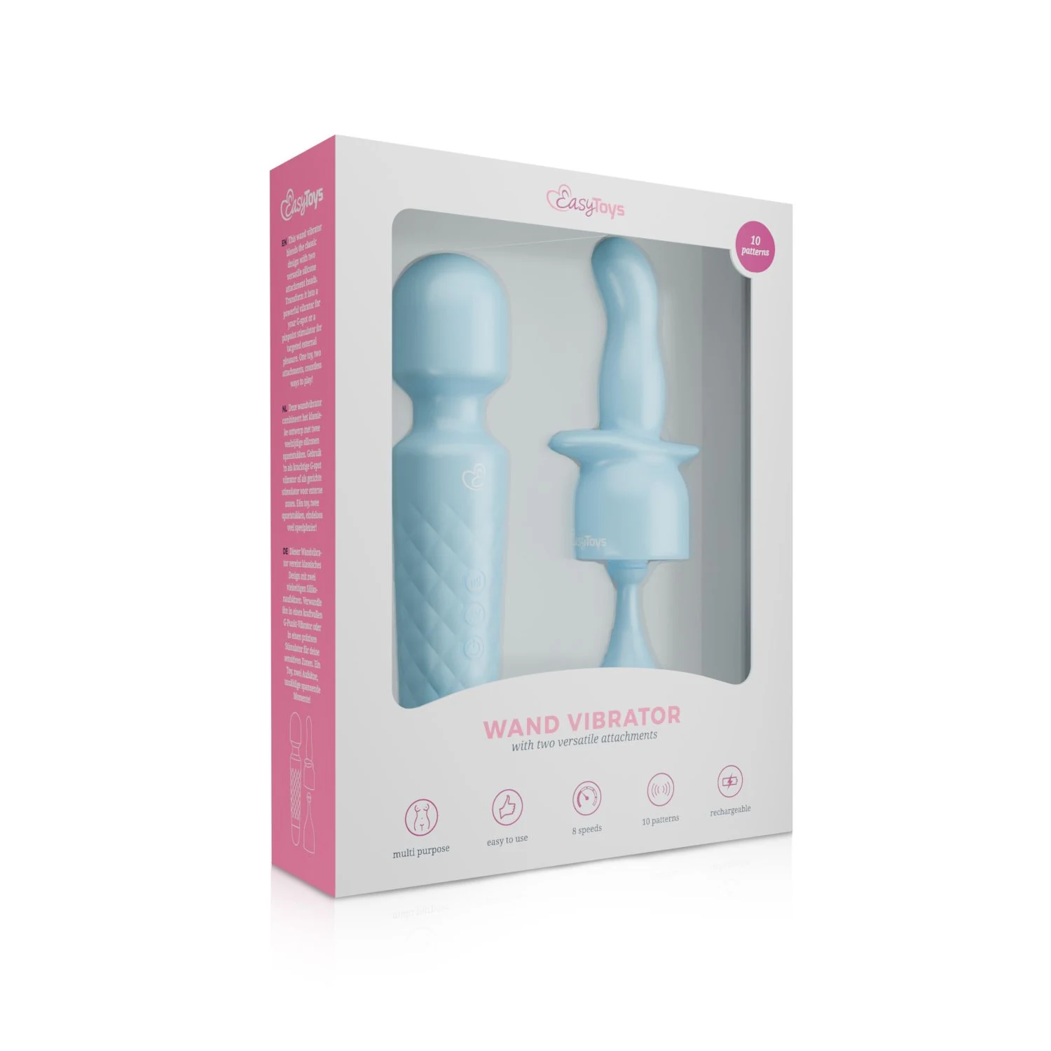 EasyToys Mini Wand Vibrator blauw met pushbutton bediening