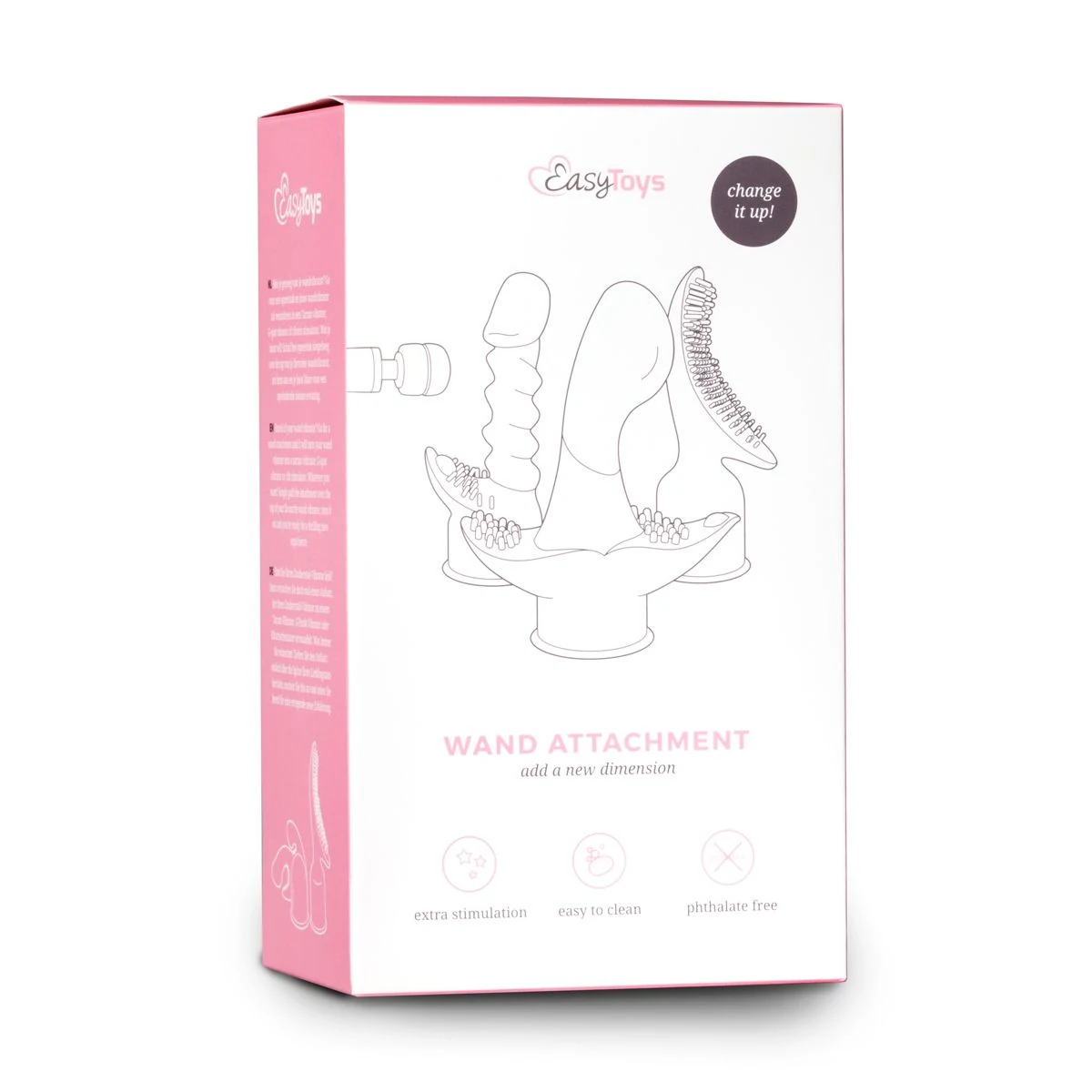 Roze EasyToys wand opzetstuk van zacht flexibel TPE met nopjes