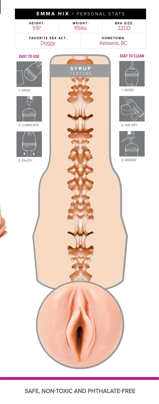 Fleshlight Emma Hix Syrup Signature SKU 120561-Beige