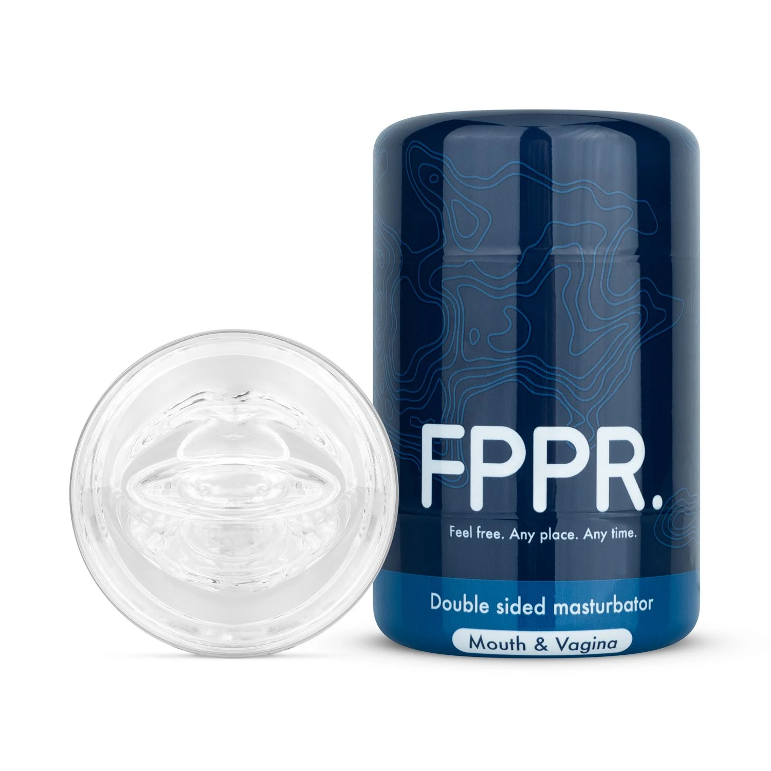 Dubbelzijdige masturbator transparant met flexibele sleeve van FPPR.