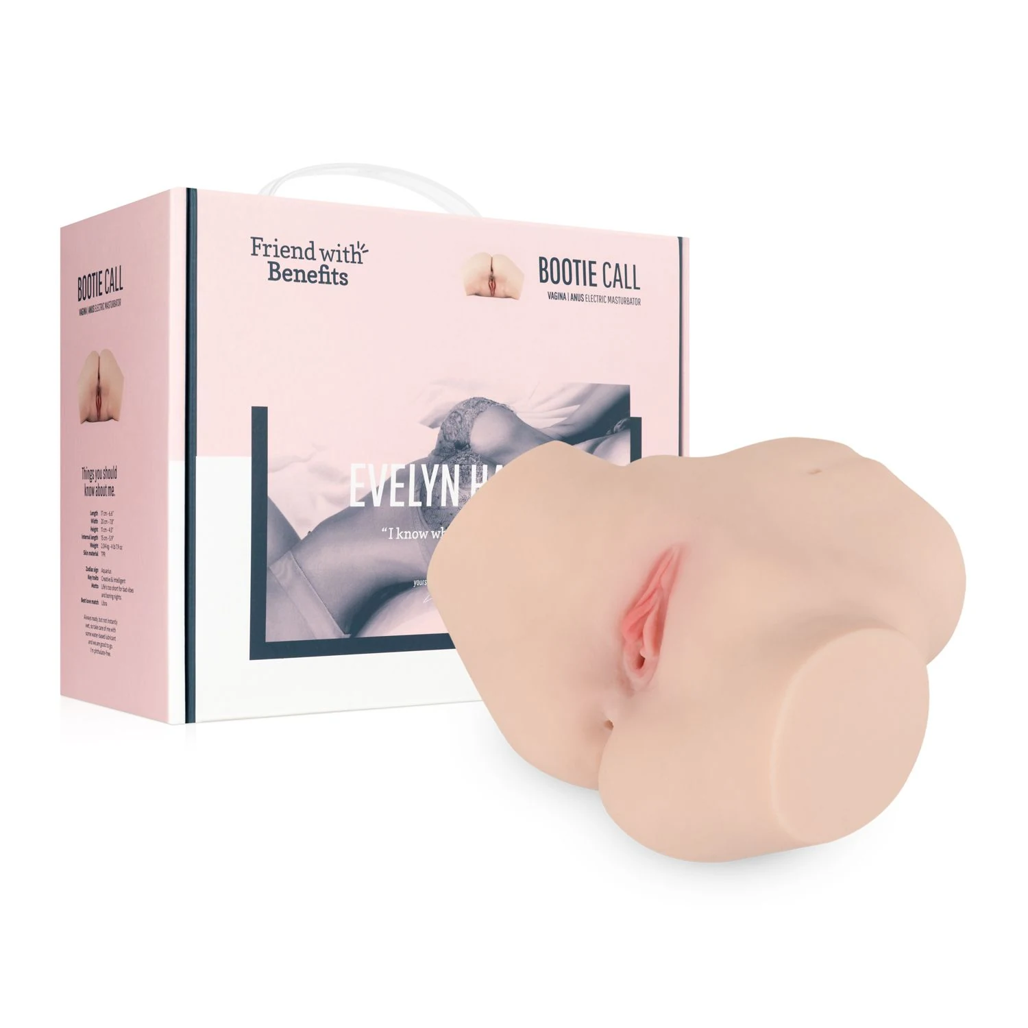 Vibrerende masturbator Evelyn Harris met vagina- en anusopening