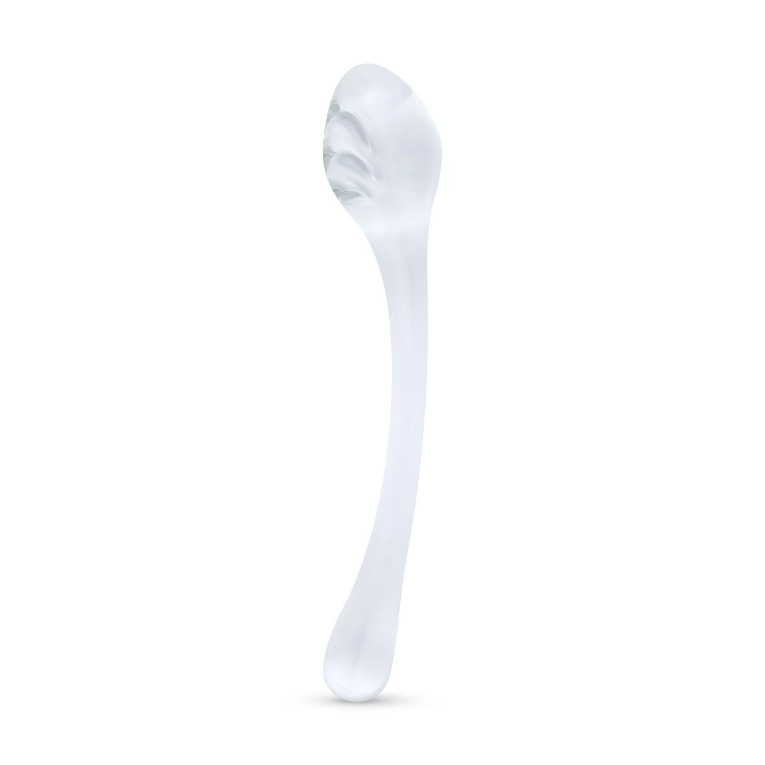 Transparante glazen G-spot dildo met gebogen top van Gildo, 200 mm