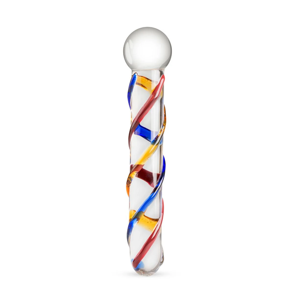 Gildo glazen dildo No. 10 van 18 cm in transparant gehard glas met gekleurde strepen